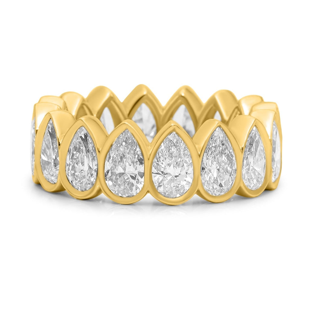 Solid Gold Lab Grown Multi Bezel Pear Ring