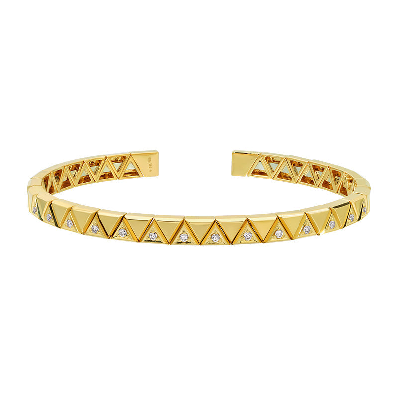 Solid Gold Multi Triangle Diamond Bangle