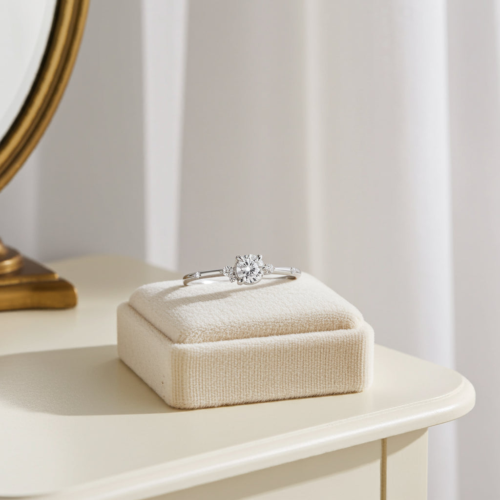 Solid Gold Round Cut Snowdrift Five Stone Simulated Diamond Ring