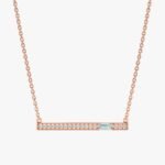 Aquamarine Natural Diamond Bar Necklace - Image 4