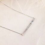 Aquamarine Natural Diamond Bar Necklace - Image 5