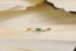 14K Solid Gold Baguette Emerald Dome Ring - Image 4