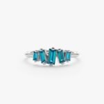 14K Solid Gold Baguette London Blue Topaz Ring - Image 2