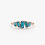 14K Solid Gold Baguette London Blue Topaz Ring - Image 3