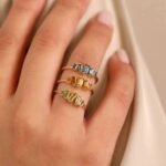 14K Solid Gold Baguette London Blue Topaz Ring - Image 6