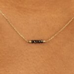 Black Diamond Beaded Bar Necklace - Image 3