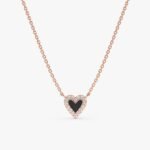 Black Enamel & Natural Diamonds Heart Necklace - Image 3