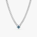 Blue Topaz Cuban Chain Necklace - Image 2