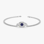 14K Solid Gold Bold Sapphire & Diamond Eye Bracelet - Image 2