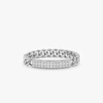 14K Solid Gold Cuban Chain Natural Diamond ID Ring - Image 2