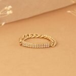 14K Solid Gold Cuban Chain Natural Diamond ID Ring - Image 5