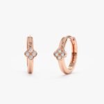 Dainty Natural Diamond Clover Huggies - Image 3