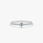 18K Solid Gold Natural Diamond and Aquamarine Engagement Ring - Image 2