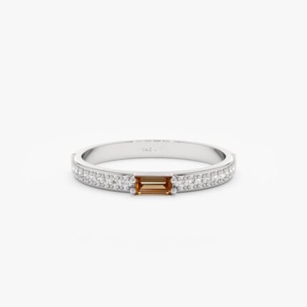 Diamond and Baguette Citrine Ring