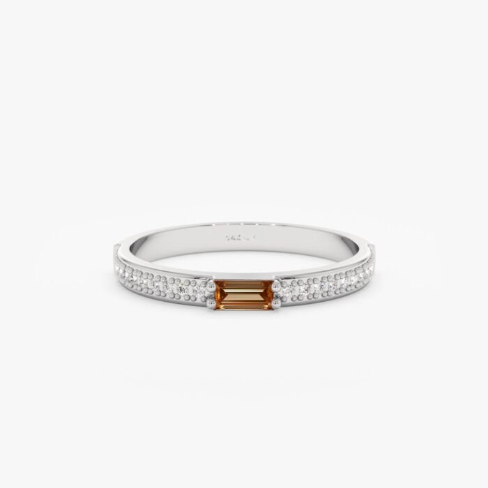 Diamond and Baguette Citrine Ring