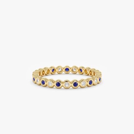 Bezel Sapphire and Diamond Eternity Band
