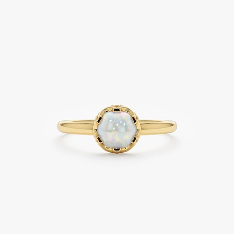 Cabochon Opal Engagement Ring