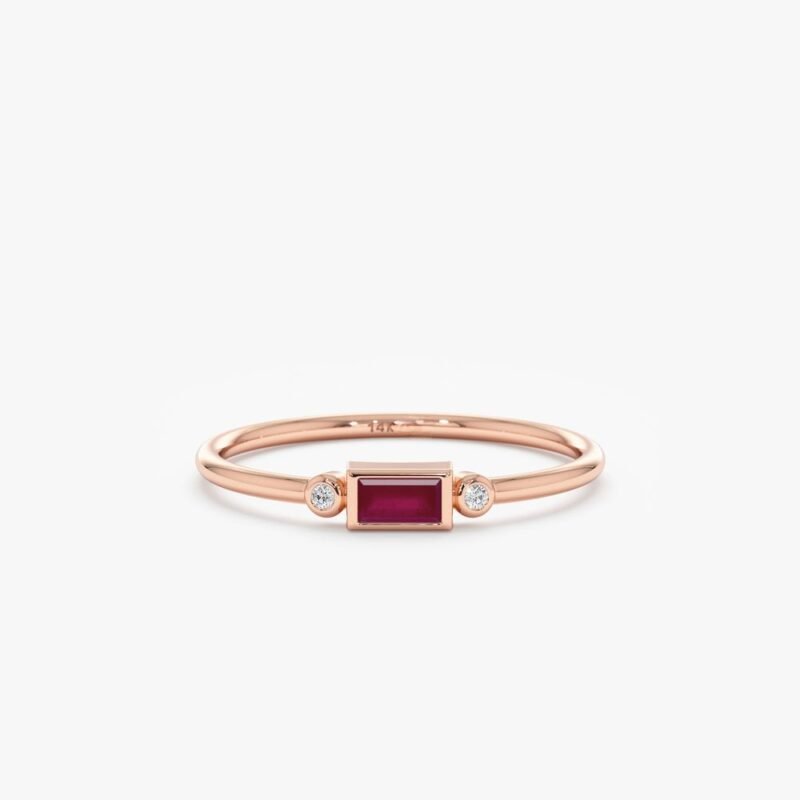 Diamond and Baguette Ruby Ring