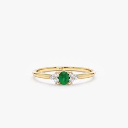 Emerald and Diamond Engagement Ring