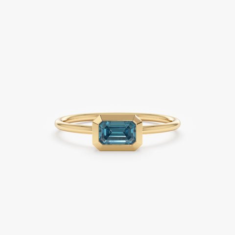 Octagon Blue Topaz Ring