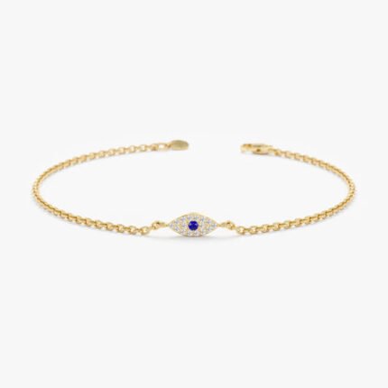 Single Sapphire Diamond Eye Bracelet