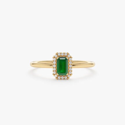 Mini Emerald and Diamond Engagement Ring