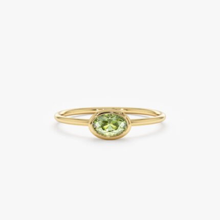 Oval Peridot Ring In Solid Gold