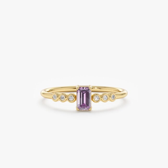 Amethyst and Diamond Engagement Ring