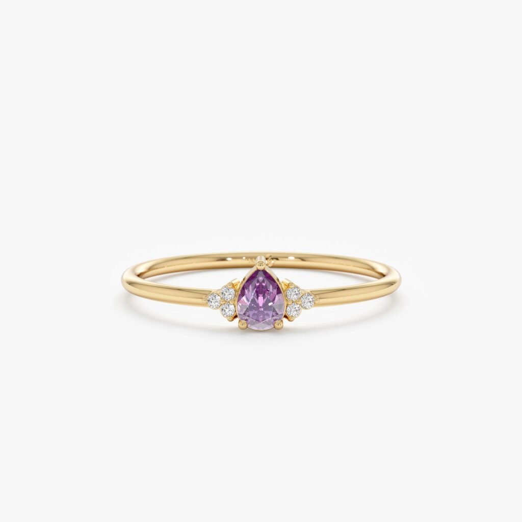 Amethyst Diamond Engagement Ring