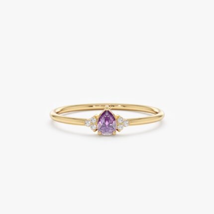 Amethyst Diamond Engagement Ring