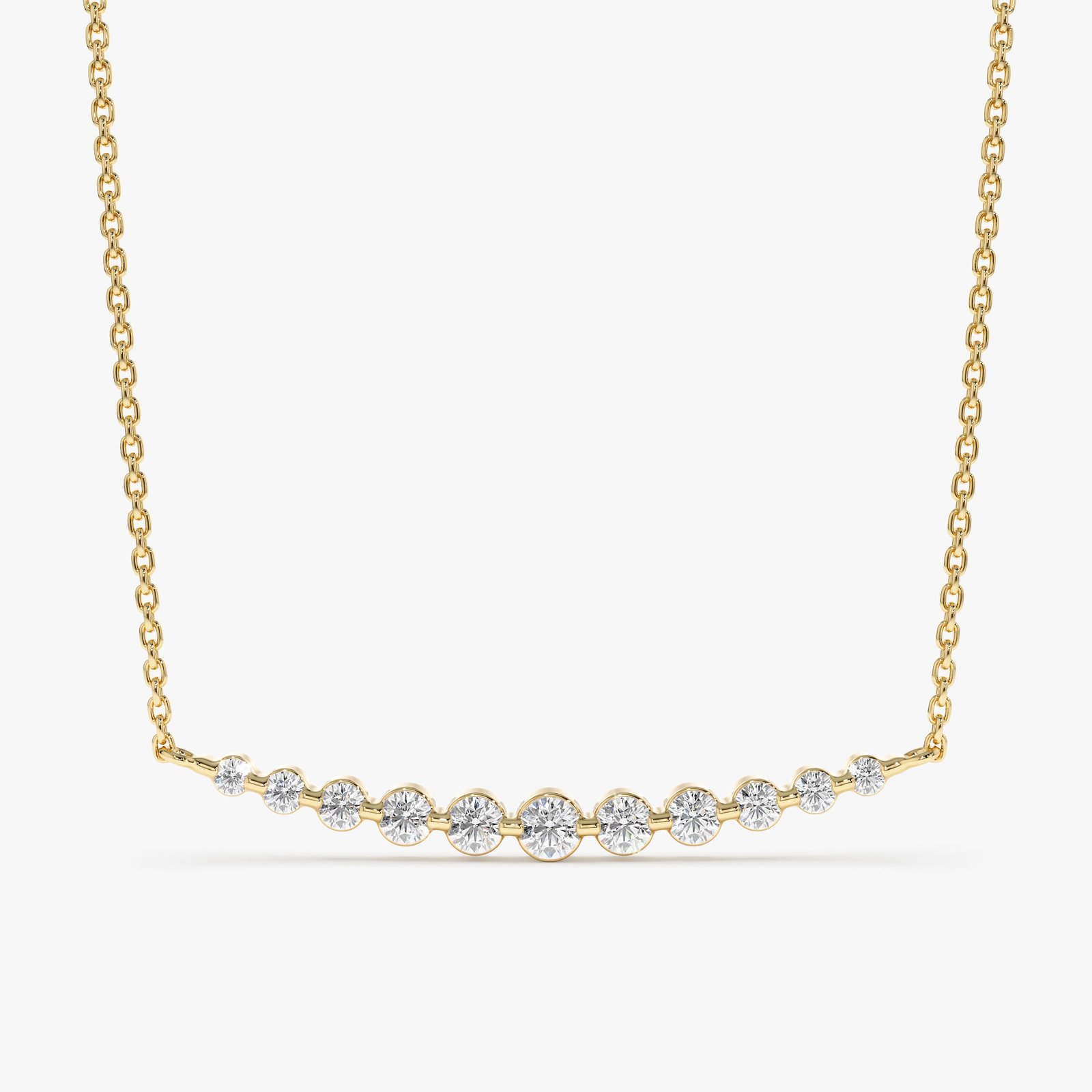 Ascending Curved Diamond Bar Necklace, Melo Ascending Curved Diamond Bar Necklace