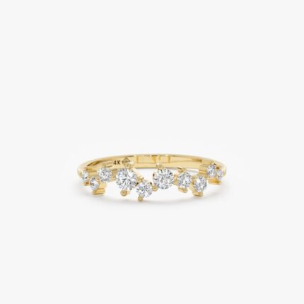 Asymmetrical Set Diamond Cluster Ring