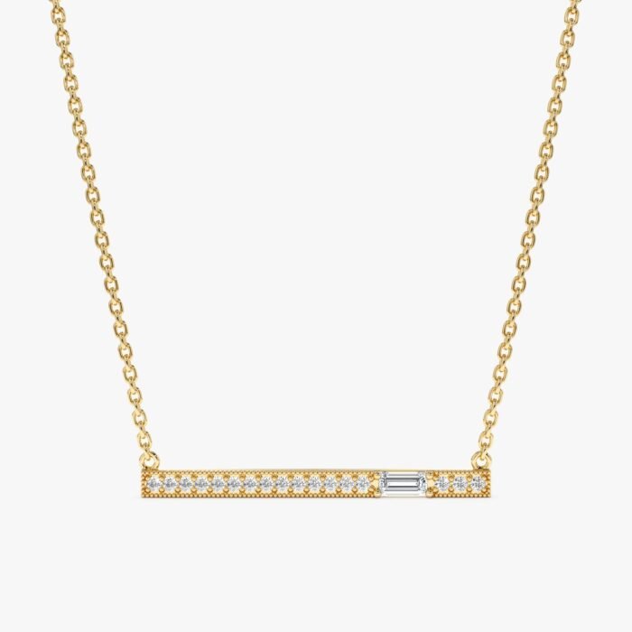 Baguette Diamond Bar Necklace