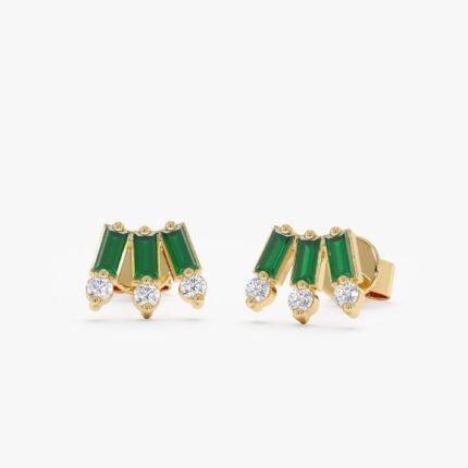 Baguette Emerald Diamond Earrings