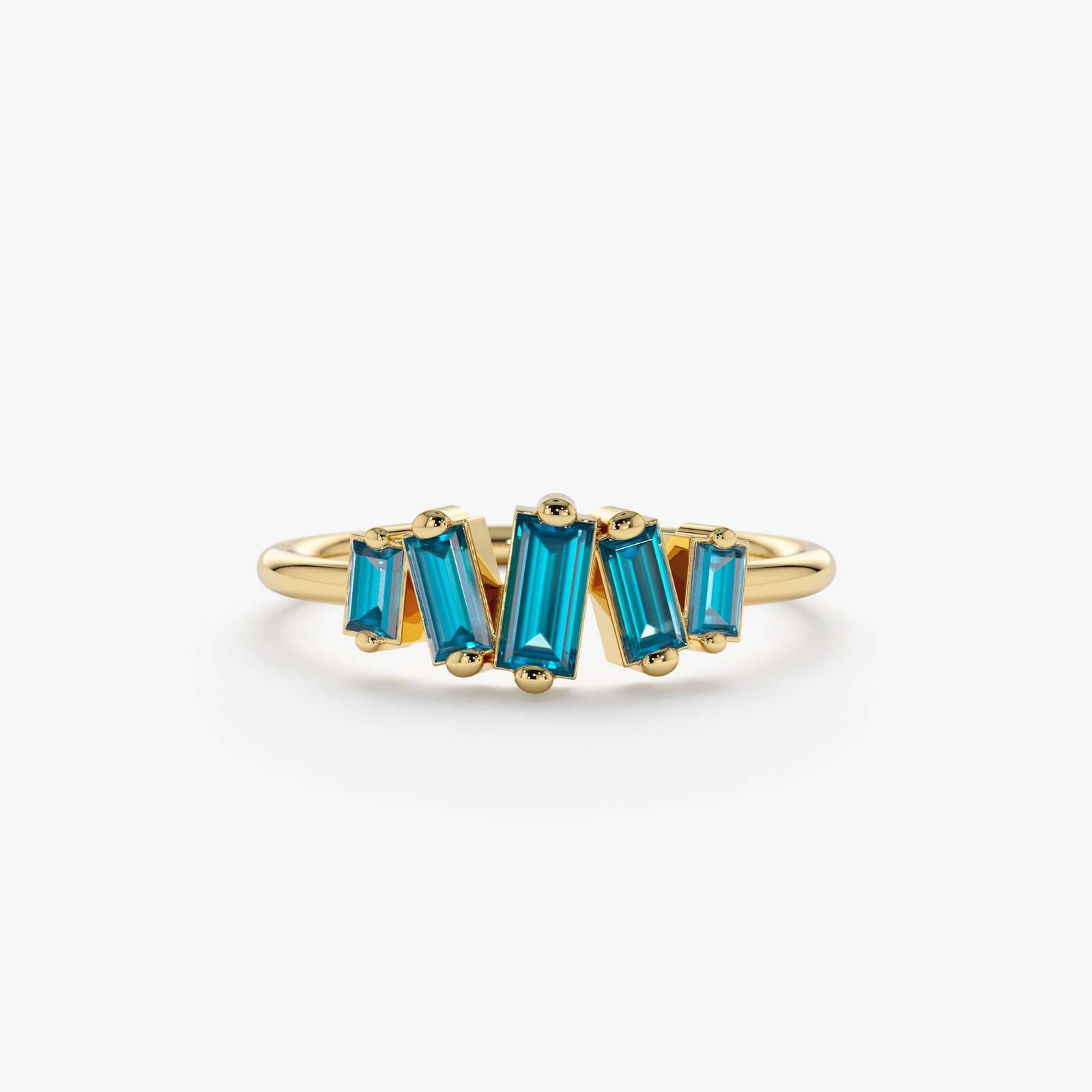 Baguette London Blue Topaz Ring, Handcrafted Baguette London Blue Topaz Ring