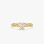 Beaded Diamond Butterfly Ring