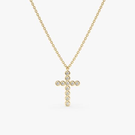 Bezel Diamond Cross Necklace