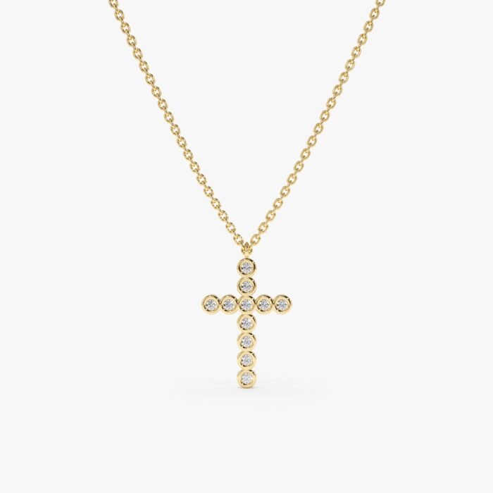 Bezel Diamond Cross Necklace