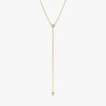 Bezel Set Double Diamond Lariat Y Necklace