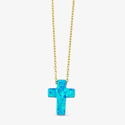 Blue Opal Cross Necklace