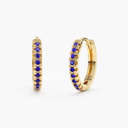 Blue Sapphire Huggie Hoop Earrings