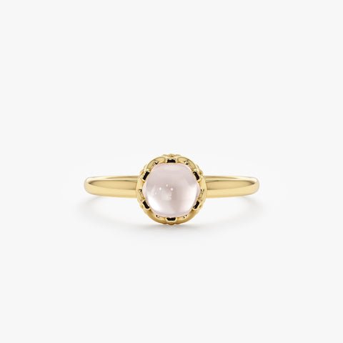 Cabochon Rose Quartz Engagement Ring
