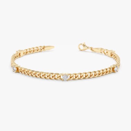 Cuban Link Diamond Station Bracelet