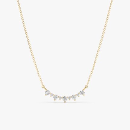 Curved Diamond Bar Necklace