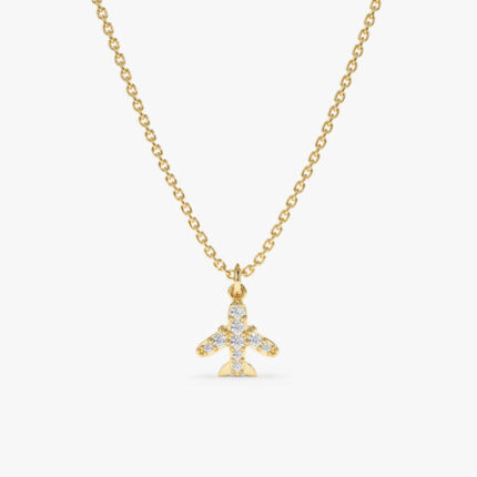 Dainty Diamond Airplane Necklace