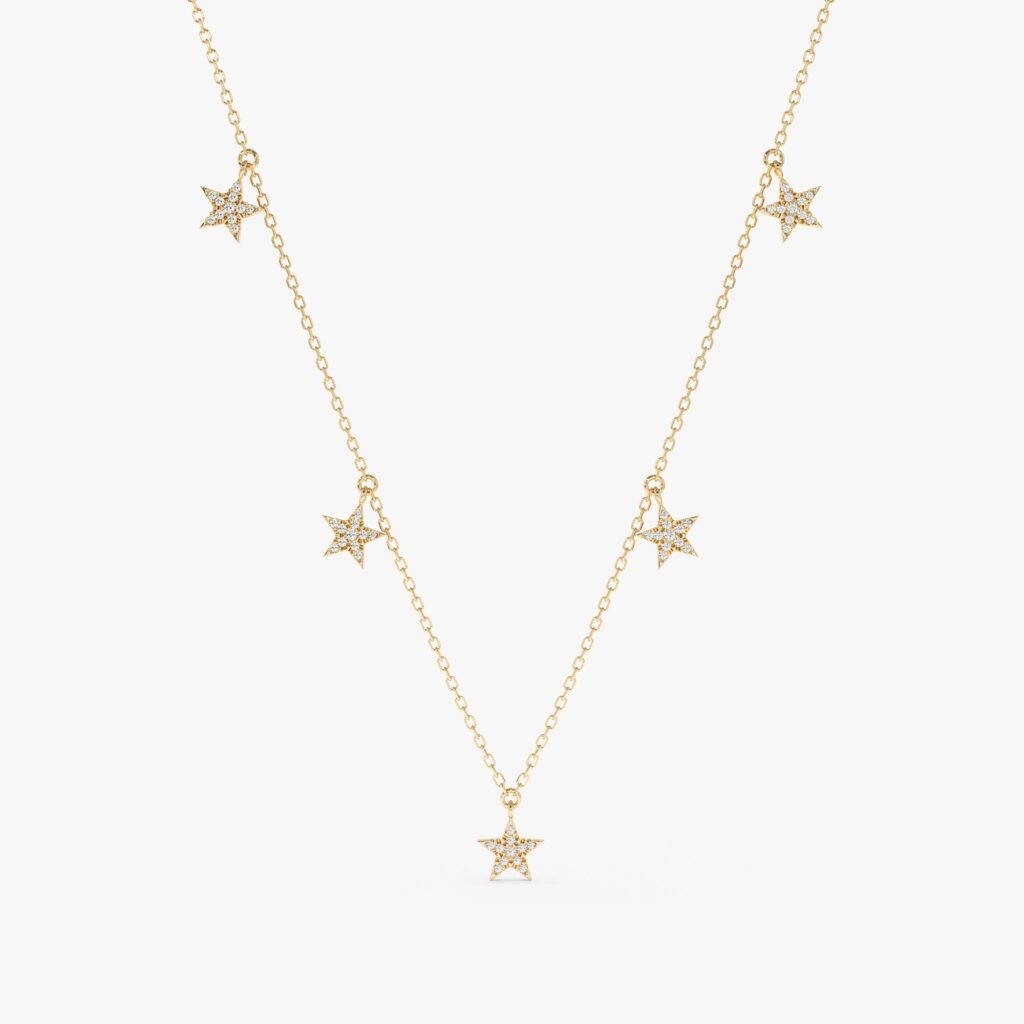 Dainty Diamond Star Drop Necklace