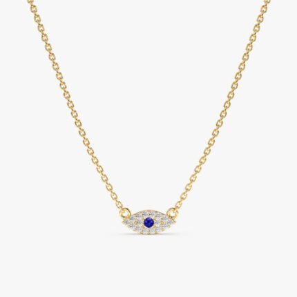 Dainty Sapphire & Diamond Evil Eye Necklace