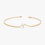 Dainty Sideways Diamond Cross Bracelet