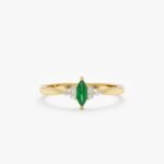 Diamond and Marquise Emerald Ring