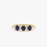 Diamond and Oval Sapphire Ring